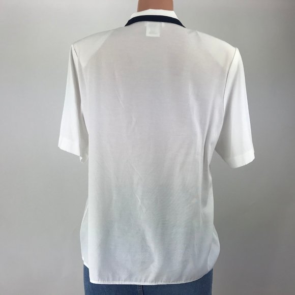 Jo Hardin Women's Top Size 16 White Blue Button Up - Picture 5 of 8